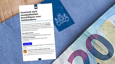 Nepmail: ‘De Rijksoverheid stelt pakketten t.w.v. 213,62 euro beschikbaar voor crisissituaties’ in omloop