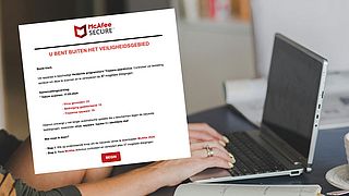 McAfee-mail over 57 mogelijke dreigingen is nep