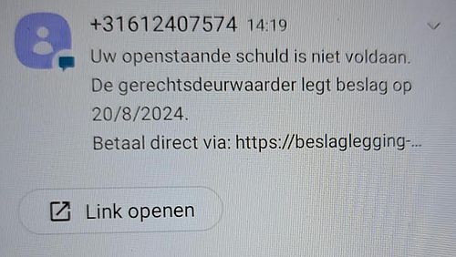 Phishingsms namens de Belastingdienst 4/4