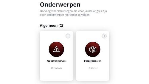 Onderwerpen uit in de app