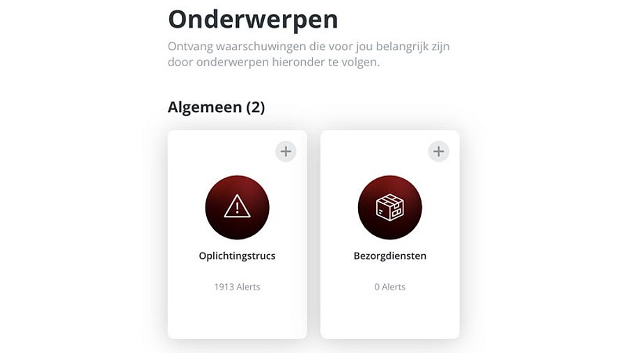 Onderwerpen uit in de app