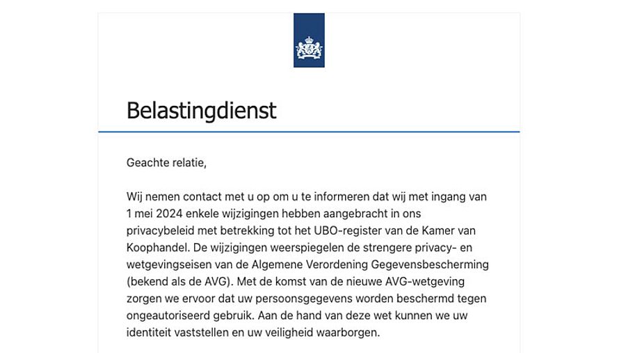 Phishingmail Belastingdienst 1/4