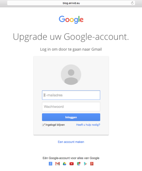 Phishingmail over upgrade Gmail
