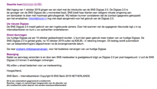 Mail van 'SNS' over Digipas 2.0 is vals
