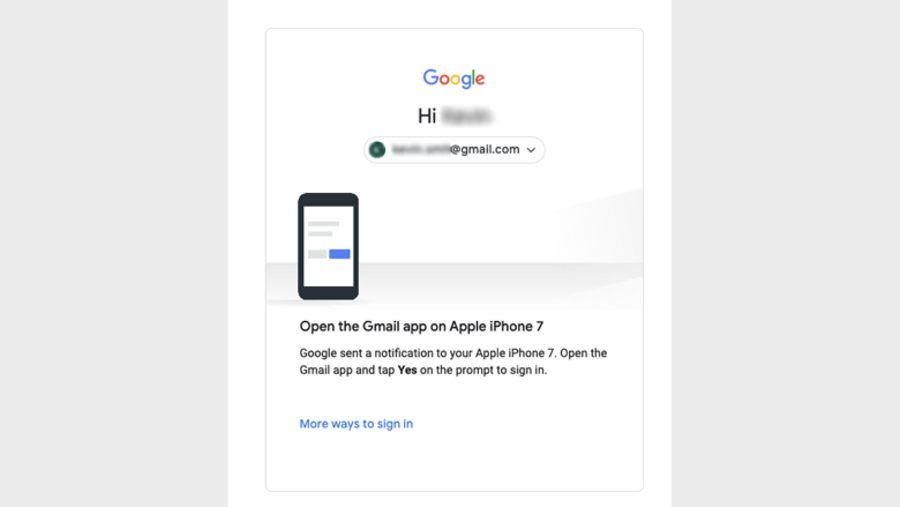 Eerste inlogpoging bij Google in de browser