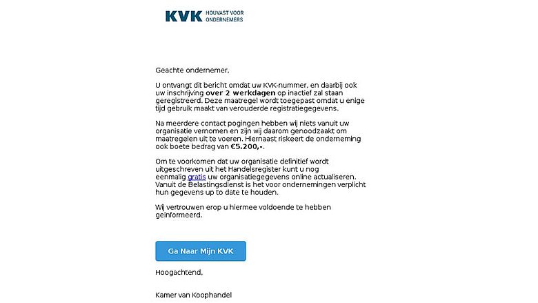 Phishingbericht KVK | Bron: Fraudehelpdesk