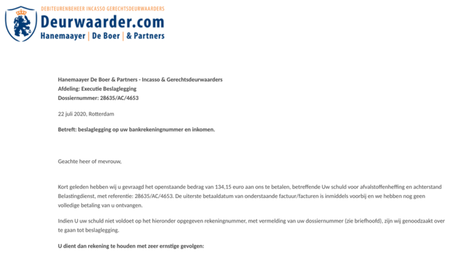 Valse beslaglegging Hanemaayer De Boer en Partners