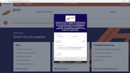 Nepsite van het 'RDW'