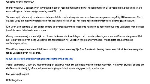 Valse mail Belastingdienst