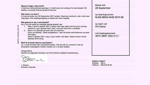 Valse brief uit naam van het CJIB