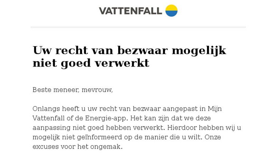 Valse mail Vattenfall 1/2 Bron: Fraudehelpdesk