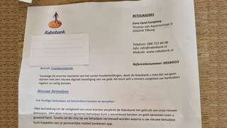 Phishing namens de 'Rabobank', maar dan per échte brief