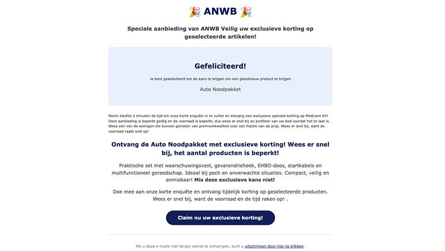 Valse winactie namens ANWB 1/2