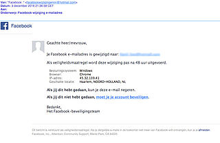 Phishingmail 'Facebook' Over Wijzigen E-mailadres In Omloop - Opgelicht ...