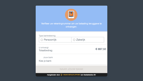 Landingspagina 'Belastingdienst'