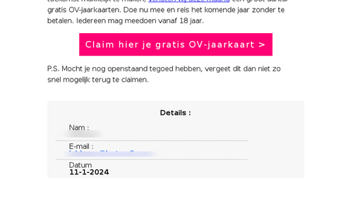 Valse mail OV-Chipkaart | Bron: Fraudehelpdesk