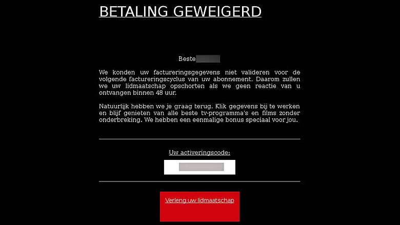 Phishingmail Netflix | Bron: Fraudehelpdesk