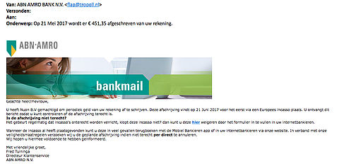 Valse e-mail 'ABN AMRO' over afschrijving Nuon