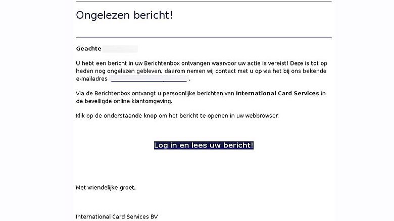 Phishingmail namens ICS | Bron: Fraudehelpdesk