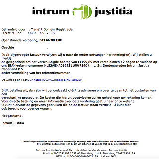 Opnieuw melding valse e-mail 'Intrum Justitia' 
