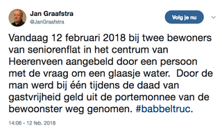Babbeltruc met 'glaasje water' in Heerenveen