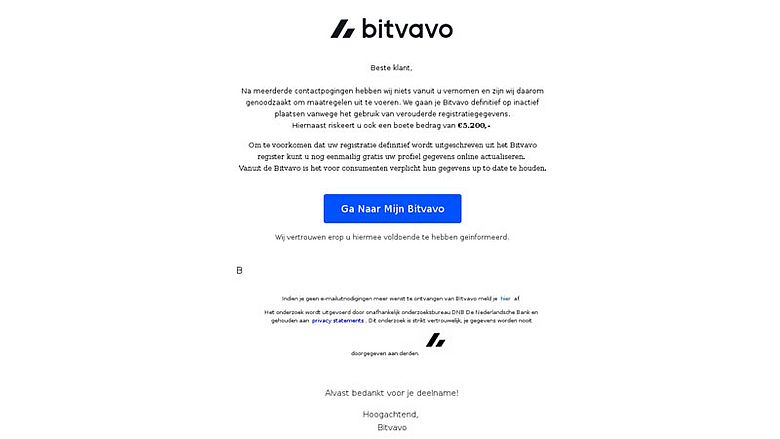 Phishingmail Bitvavo | Fraudehelpdesk