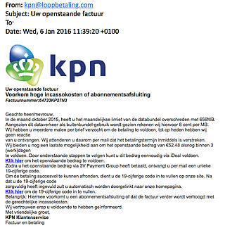 Valse mail 'KPN' over openstaande factuur
