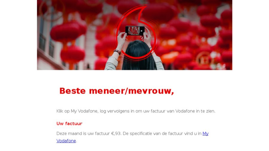 Valse mail Vodafone | Bron: FraudeHelpdesk