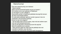 Waarschuwing over 'pakketjesoplichting'