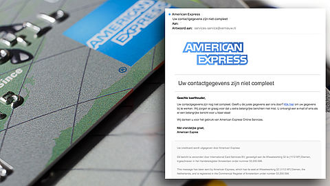 Phishingmail American Express: 'Uw contactgegevens zijn niet compleet'