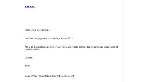 Valse mail Bunq 2/2 Bron: Fraudehelpdesk