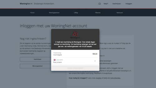 De nagemaakte site. Let op de achtergrond!