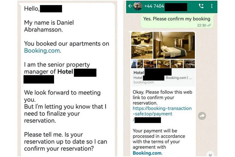 Booking.com oplichting via whatsapp