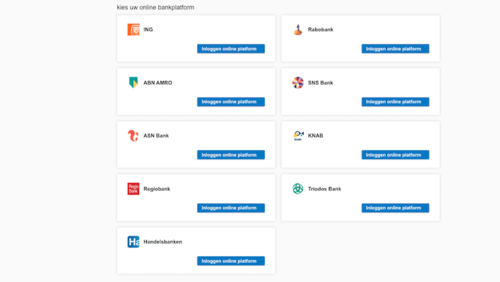 Opsomming van inlogpagina's van banken op Mijnoverheid-beveiligd.com