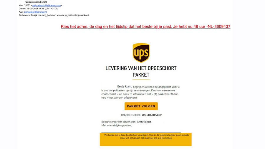 Phishingbericht namens UPS 1/2