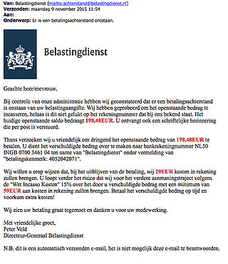 Valse mail Belastingdienst over betalingsachterstand