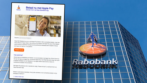 Valse e-mail namens Rabobank: 'Betaal nu met Apple Pay: activeer het in de Rabo Bankieren App'