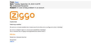 Er is een valse mail van 'Ziggo' in omloop