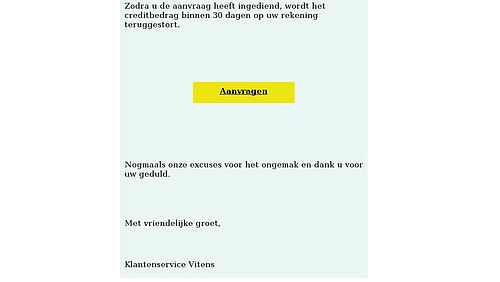 Valse mail Vitens 2/2 Bron: Fraudehelpdesk