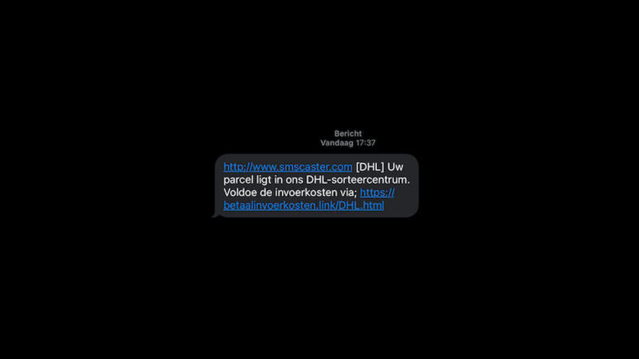 Sms-bericht van 'DHL'
