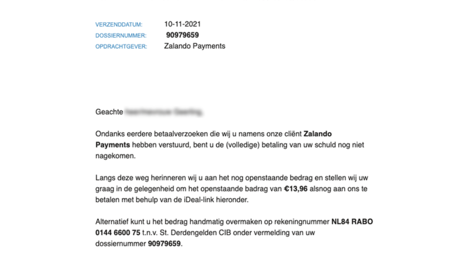 Valse mail van het 'CIB' over een onbetaalde Zalando-factuur