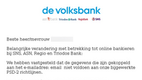 Valse mail De Volksbank | Bron: FraudeHelpdesk