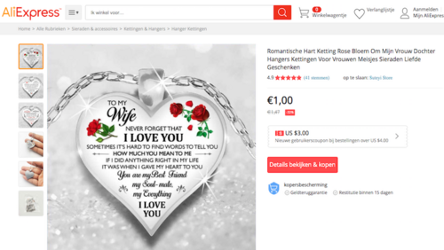 Dezelfde waardeloze rommel op AliExpress. Prijs? Eén euro!