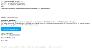 KPN-klanten opgelet: valse e-mail over mailbox in omloop