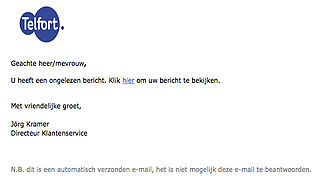 Telfort e-mail is een phishingmail