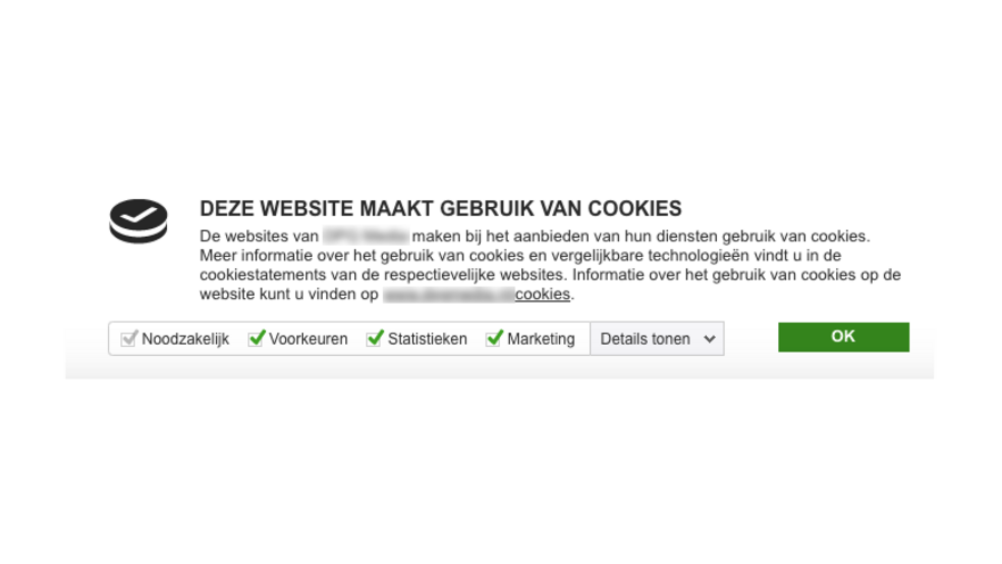 Cookiescherm voorbeeld 1