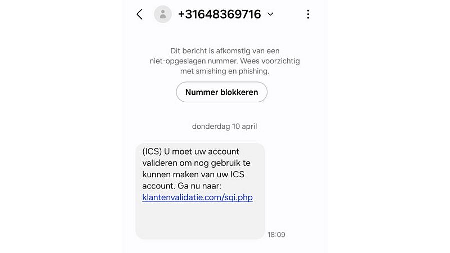 Valse sms'jes namens ICS 1/2