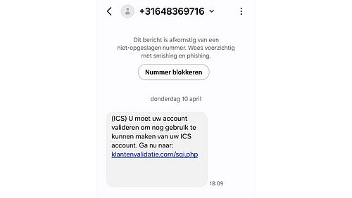 Valse sms'jes namens ICS 1/2