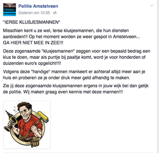 Ierse klusjesmannen gespot in Amstelveen