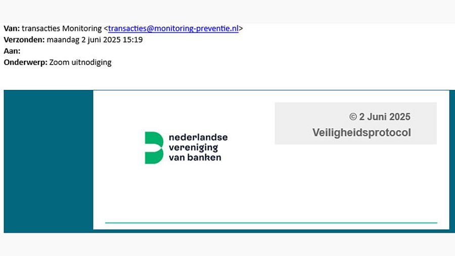 Voorbeeld frauduleuze mail namens de NVB 1-3